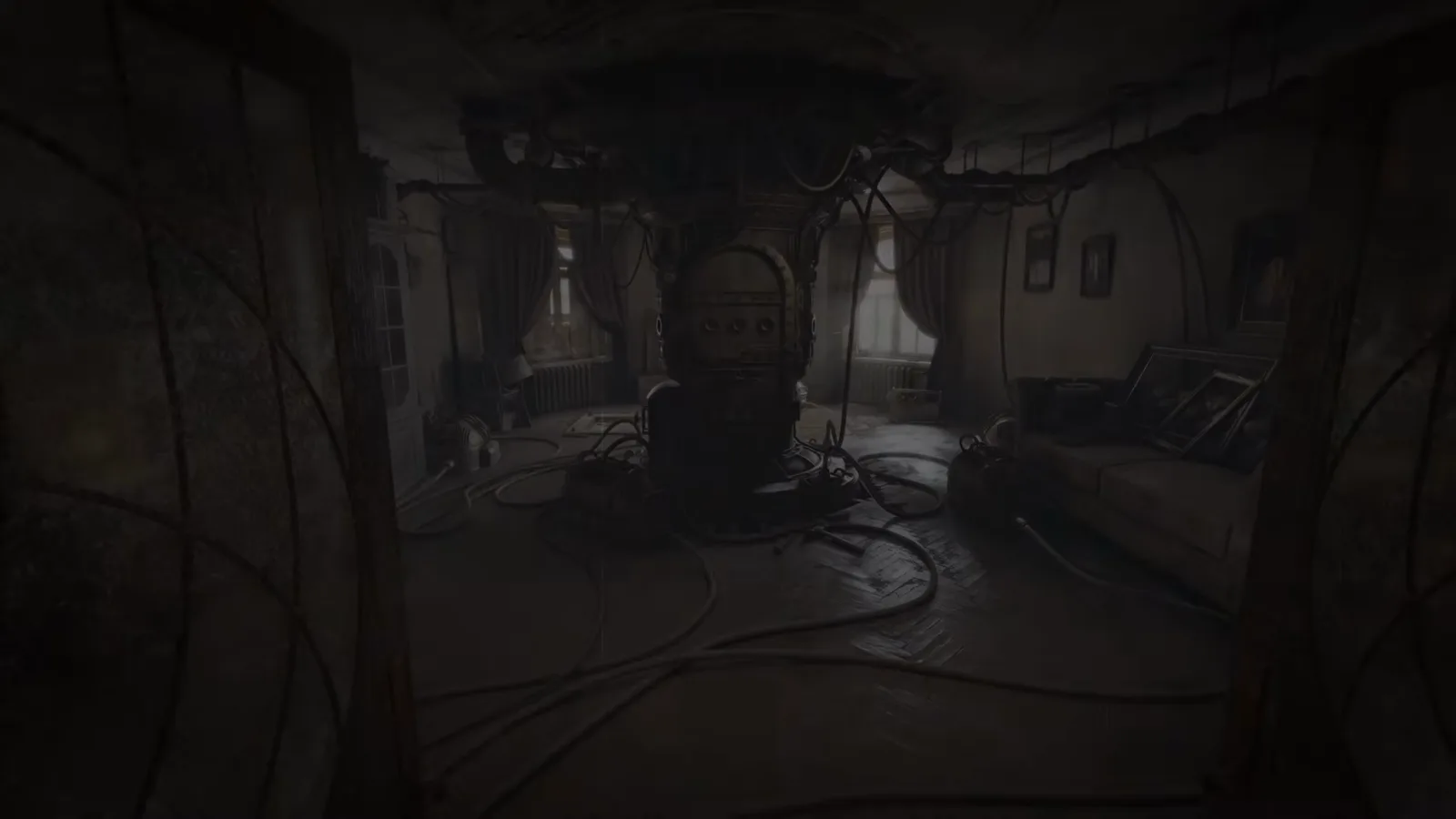 The central capsule stands in Sublustrum’s apartment with the Organophone console in the adjoining room.